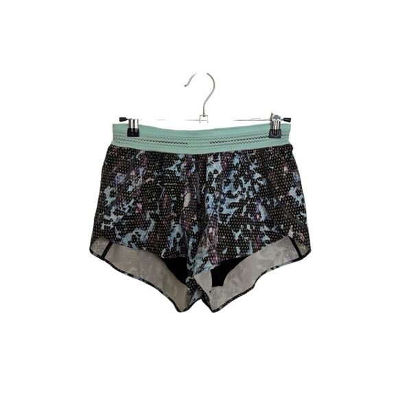 Lululemon Split Second Short Womens 2 Floral Sport Tranquil Blue Multi Tranquil - Picture 1 of 4